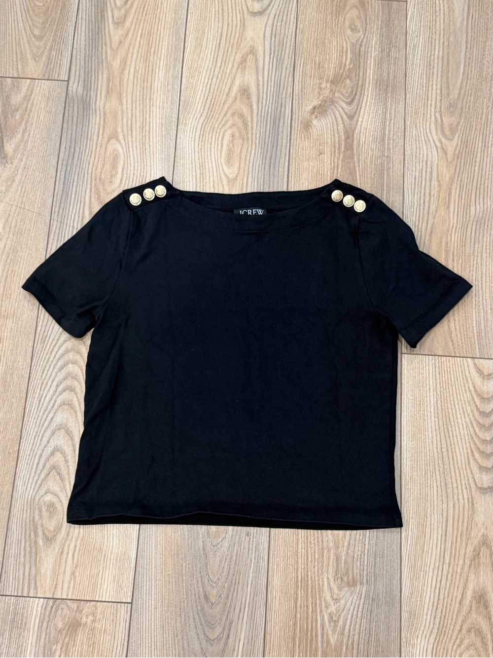 J Crew Black T-Shirt With Gold Details